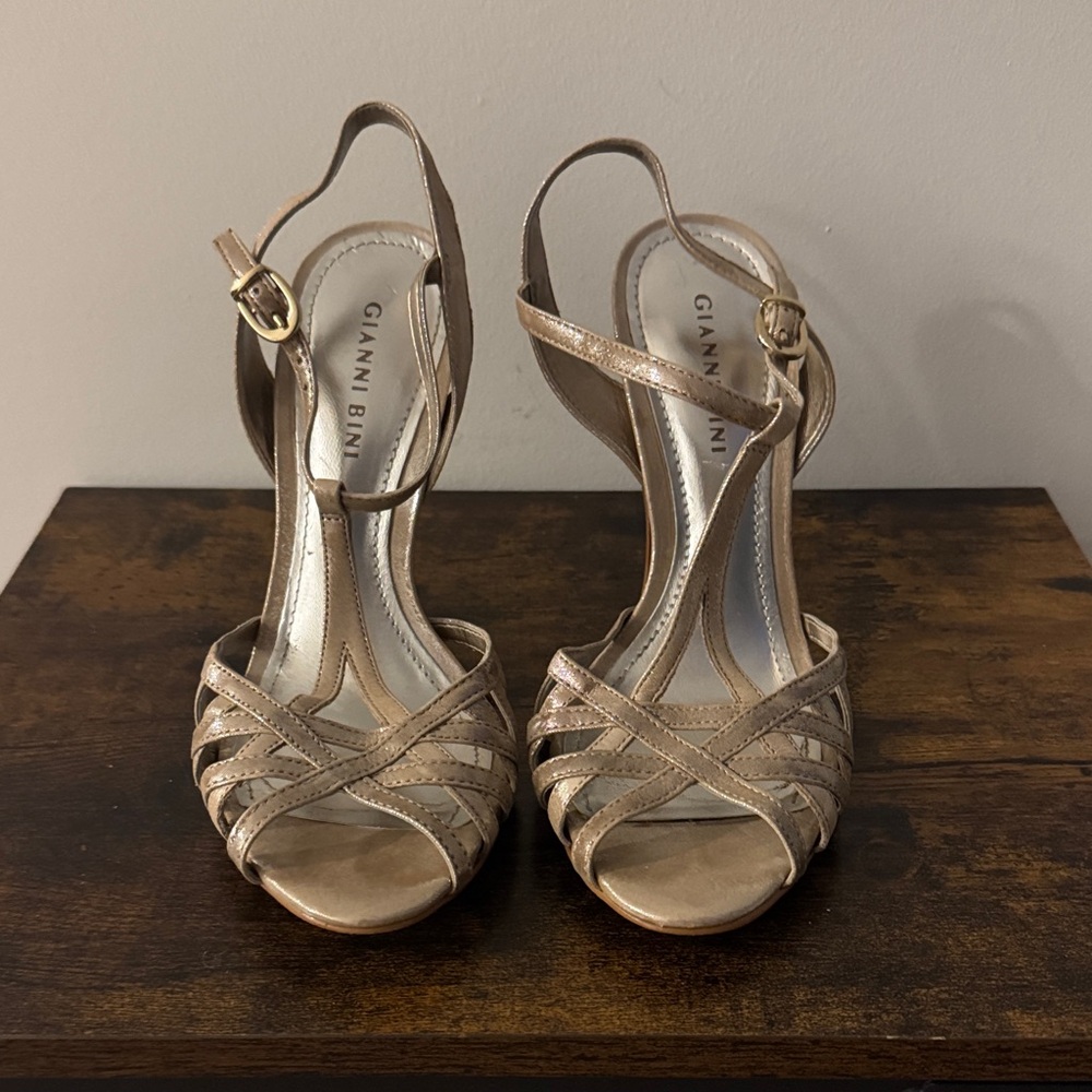 Gianni Bini Rose Gold Strappy Slingback Heels